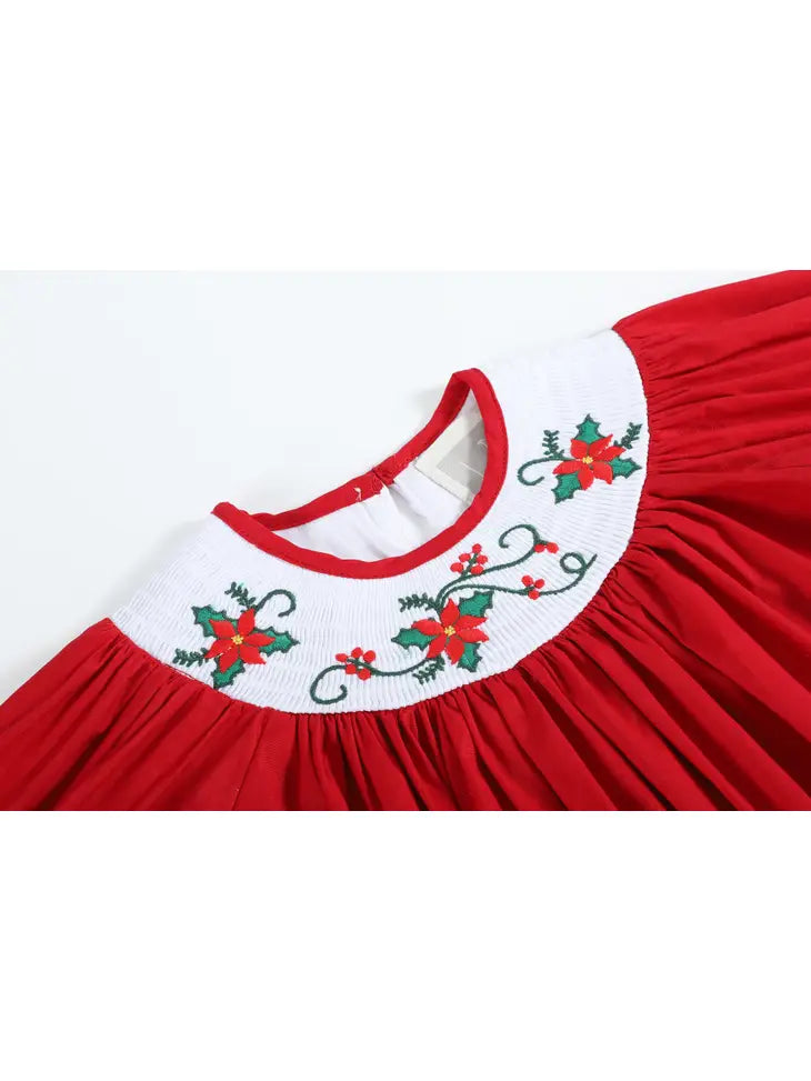 Red Christmas Mistletoe Bishop Dress