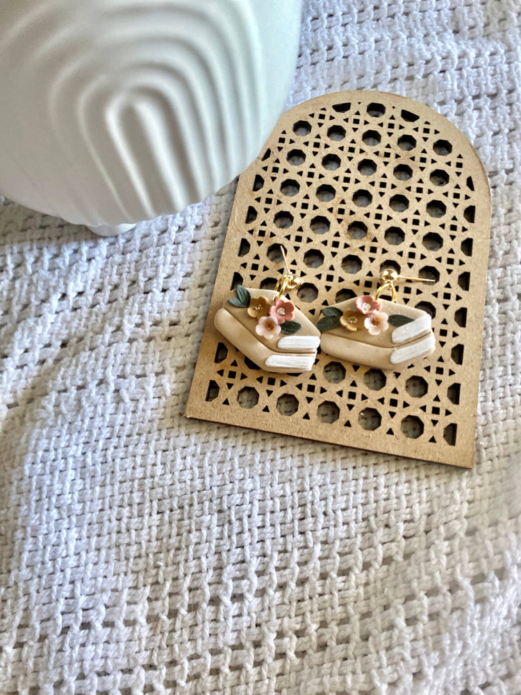 Floral Stacked Book Earrings