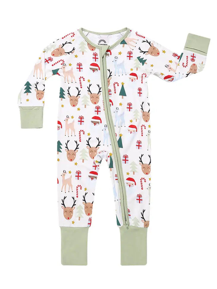 Santa and Friends Bamboo Footie Pajama