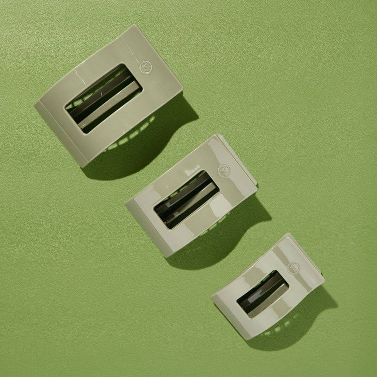 Teleties Small Flat Rectangle Hair Clip Sage It Ain't So