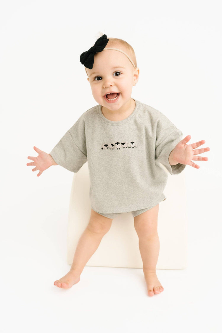 Gray Sheep Embroidered Slouchy Set