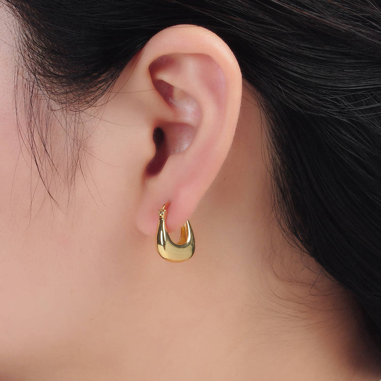 Dome Square Latch Hoop Earrings