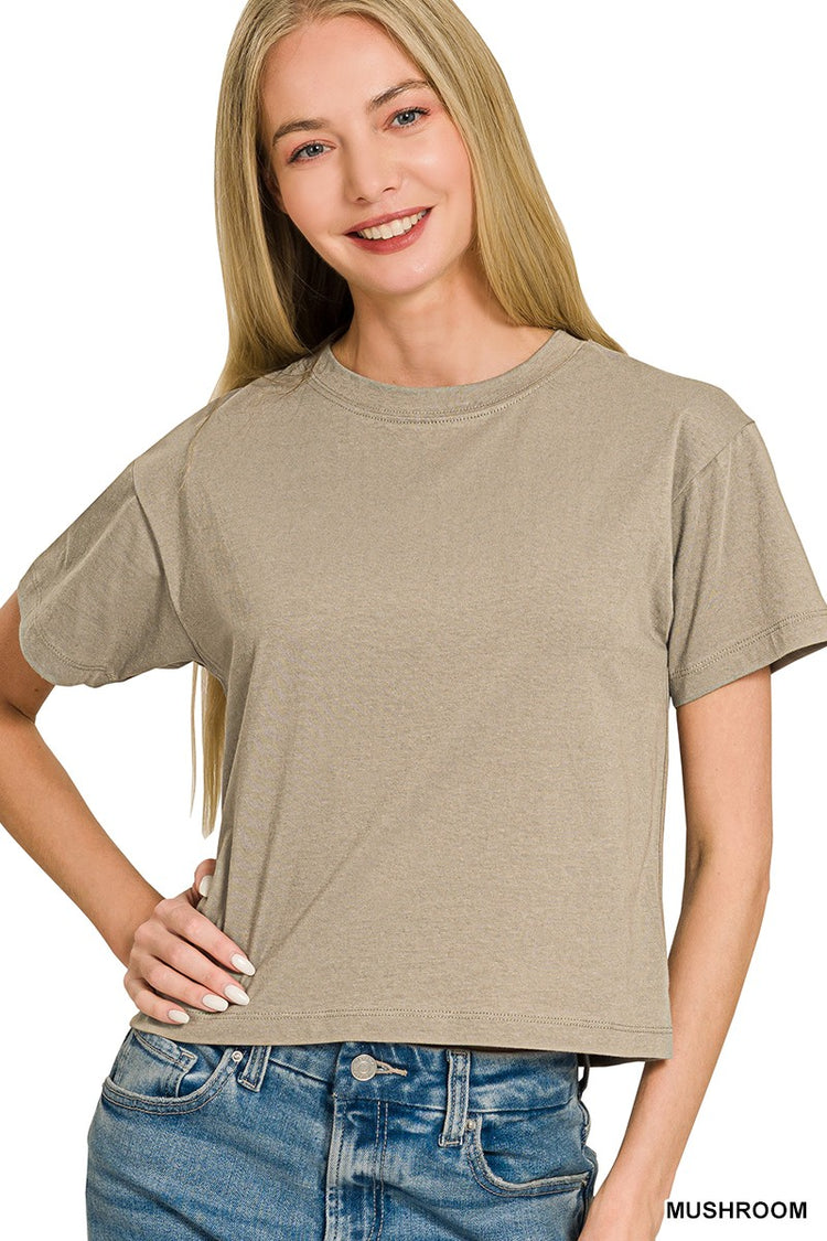 The Everyday Essential Cropped Tee Taupe PRE-ORDER