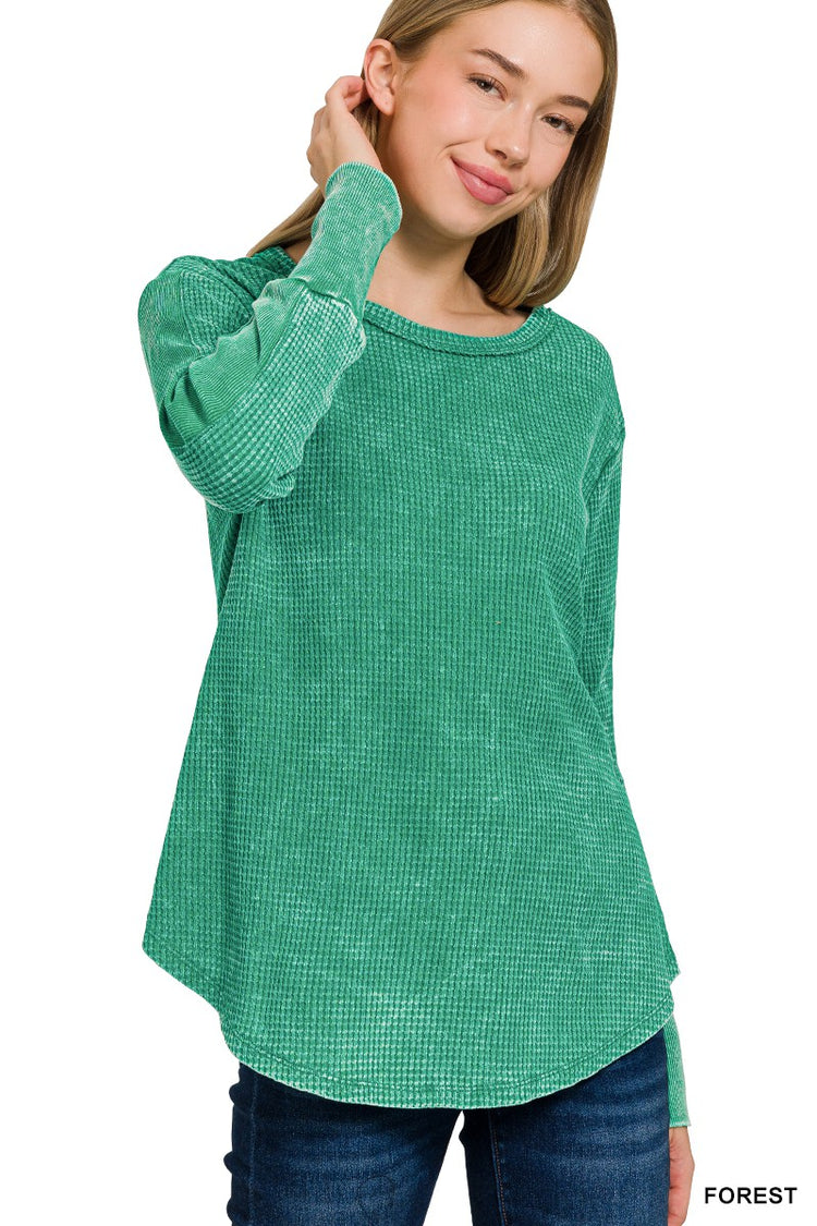 Washed Waffle Top/Green