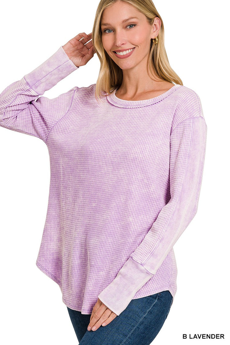 Washed Waffle Top/Lavender