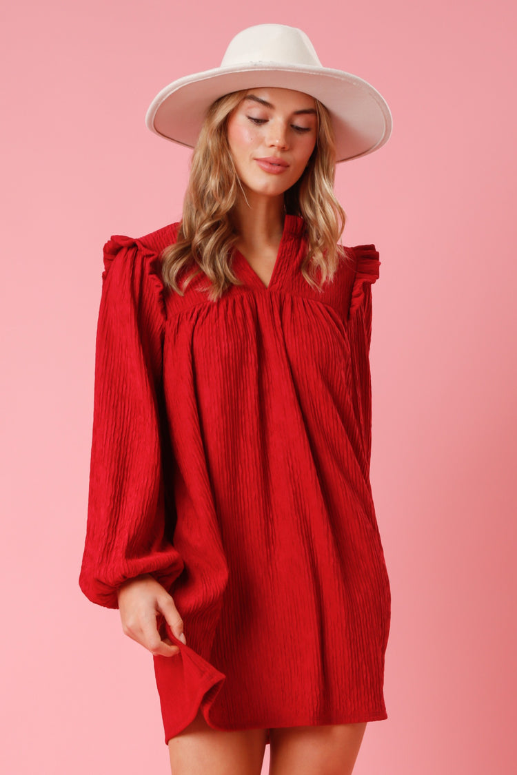 Ruffled Loose Fit Mini Dress