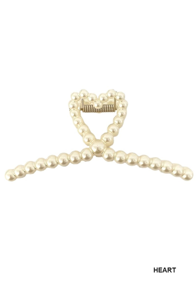 Pearl Heart Hair Claw Clip ONE LEFT