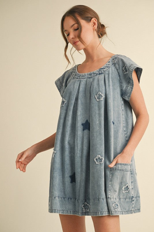 Denim Star Patch Dress