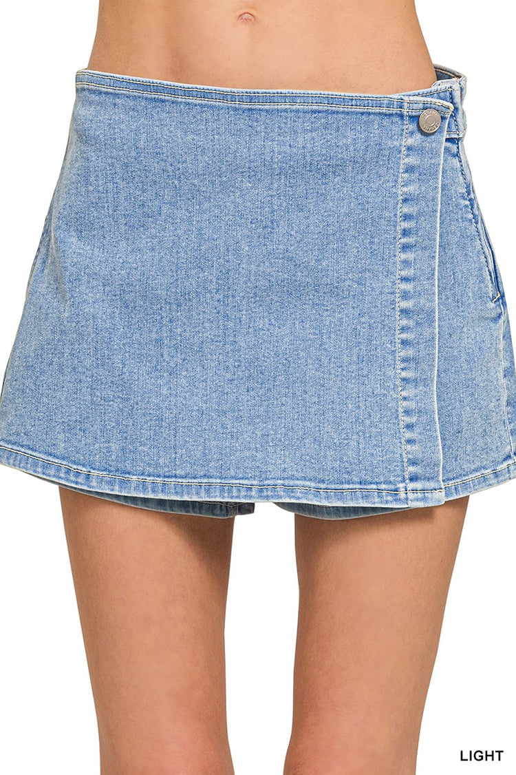 Wrap Denim Skort