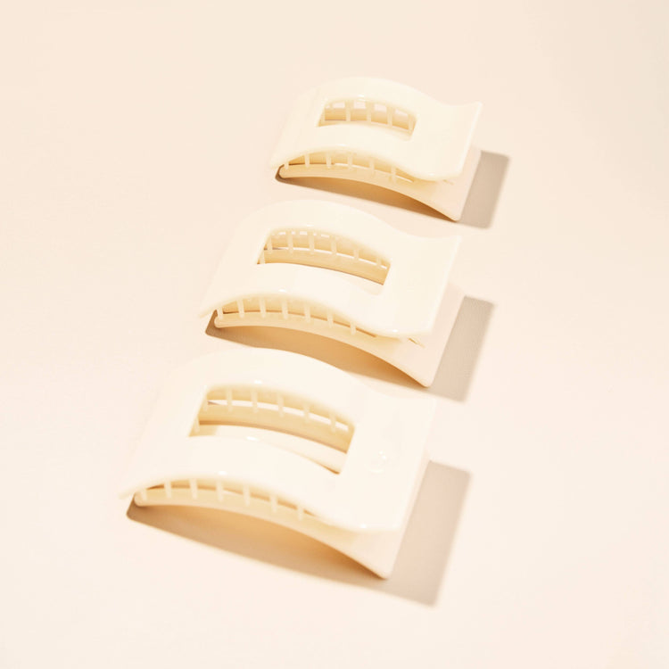 Teleties Small Flat Rectangle Hair Clip Almond Beige