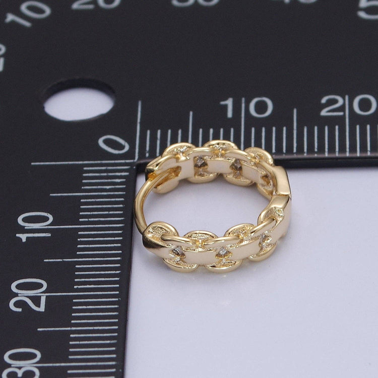 Braided Rolo Chain Link Huggie Hoop Earrings ONE LEFT