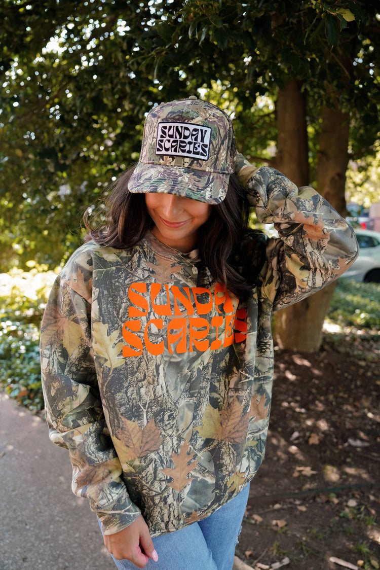 Sunday Scaries Camo Trucker Hat