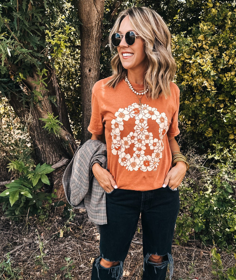 Peace Flower Tee ONE MEDIUM LEFT