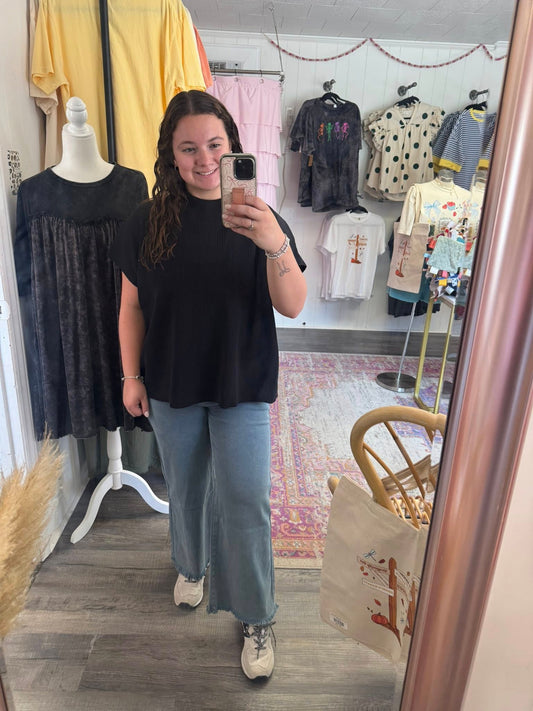 Acid Washed High Waisted Teal Pants