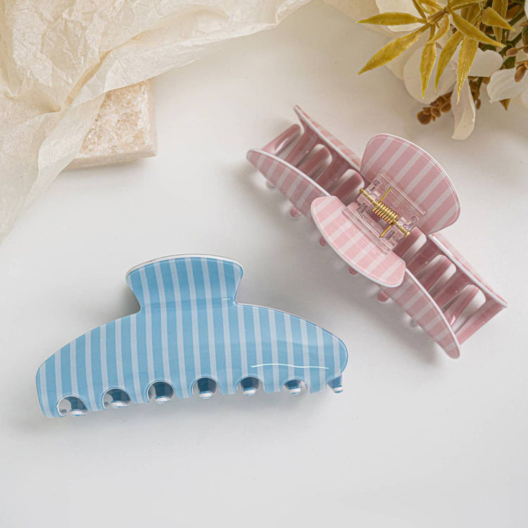 Blue & White Pastel Striped Hair Clip PRE-ORDER