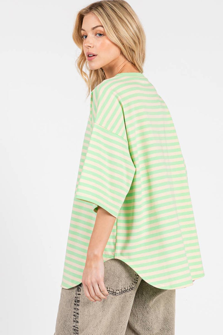 Striped Mint Oversized Top