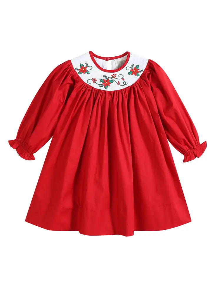 Red Christmas Mistletoe Bishop Dress