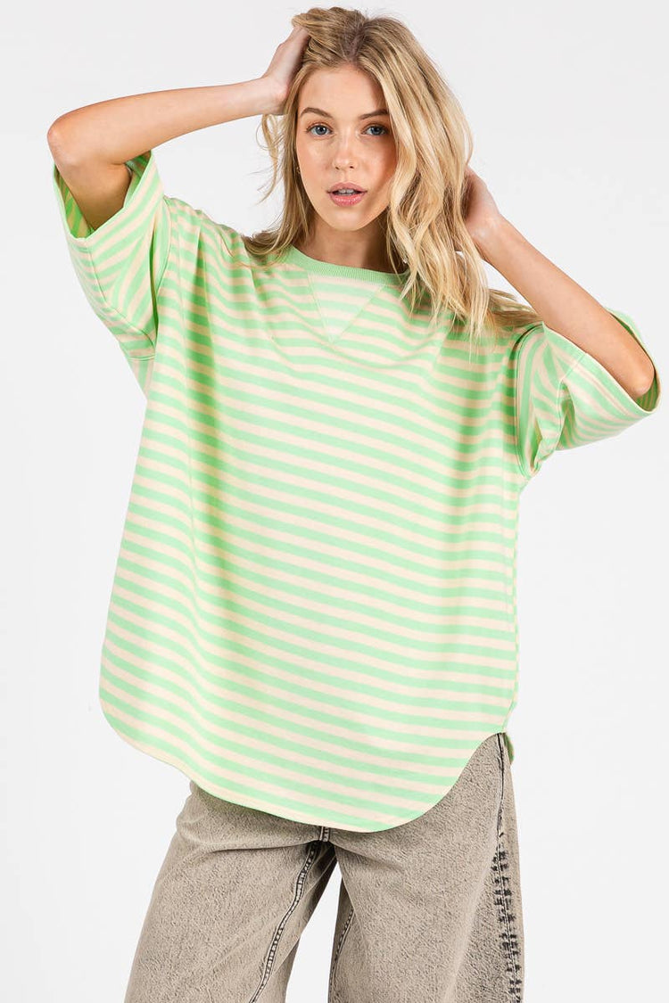 Striped Mint Oversized Top