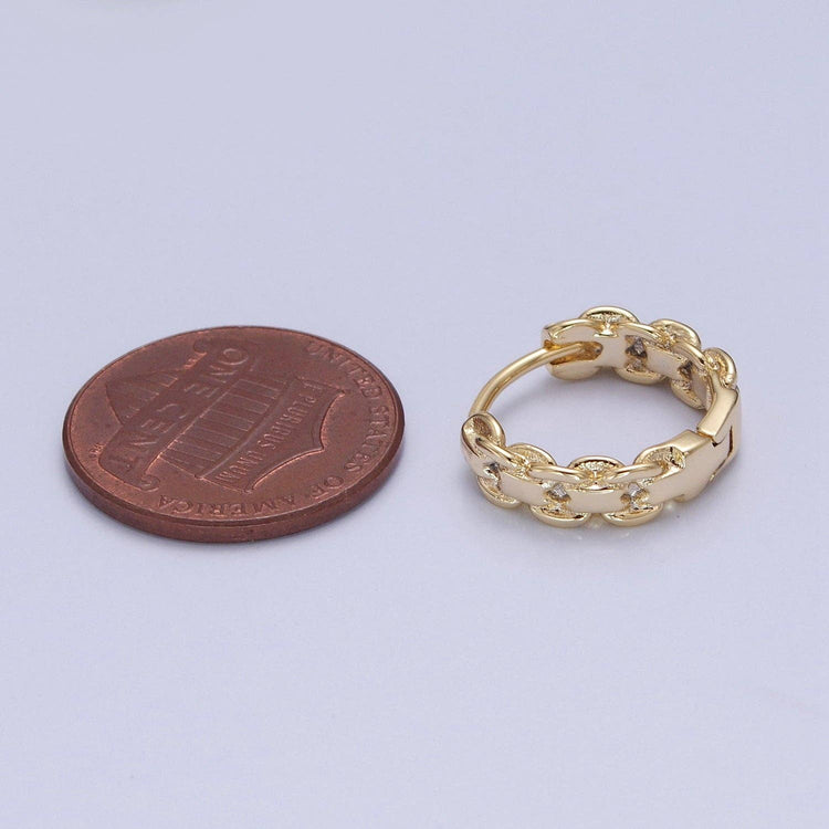 Braided Rolo Chain Link Huggie Hoop Earrings ONE LEFT