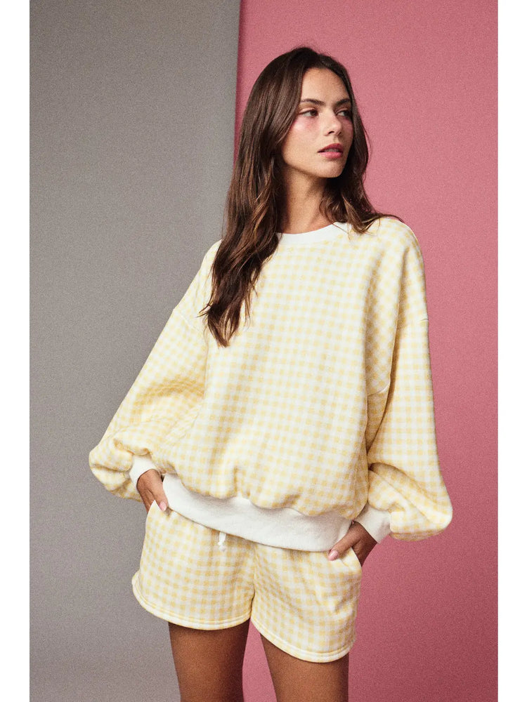 Gingham Chic Shorts Set Yellow ONE SMALL LEFT