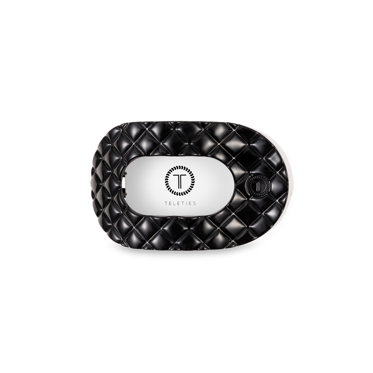 Teleties Small Flat Round Hair Clip Jet Black Quilted