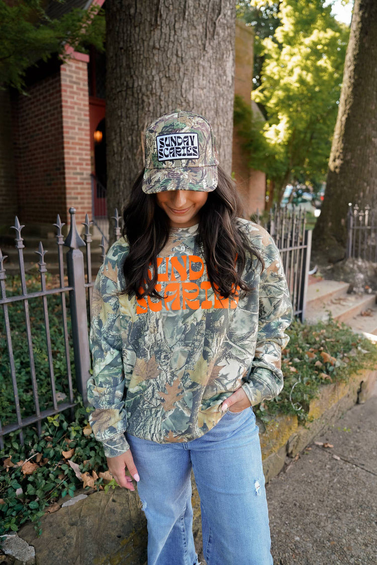 Sunday Scaries Camo Trucker Hat