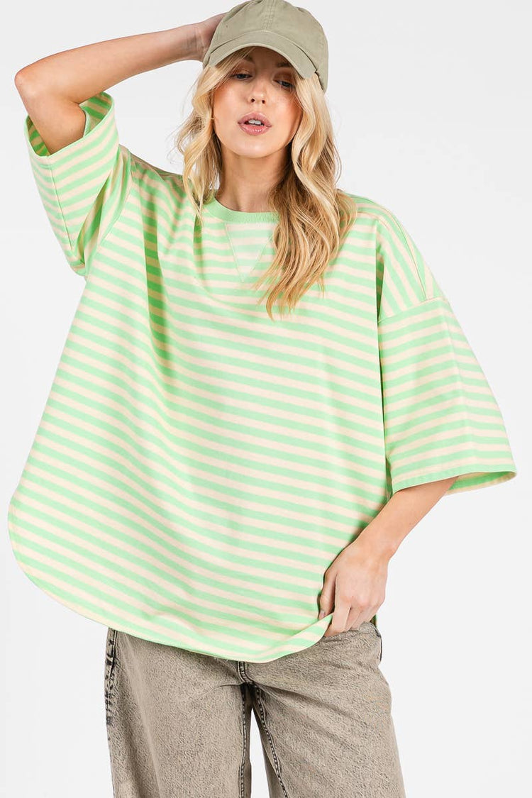 Striped Mint Oversized Top