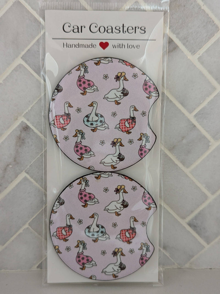 Flower Goose Car Coasters