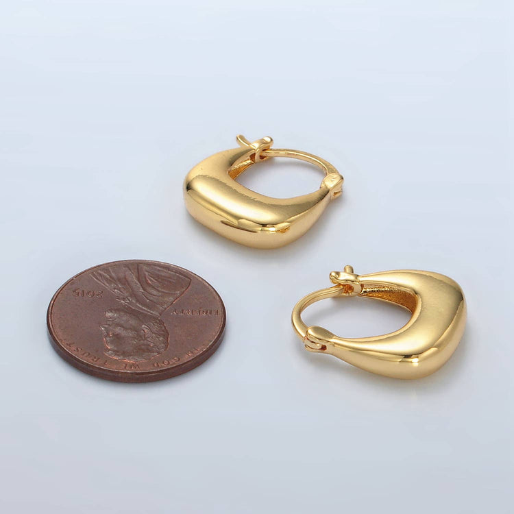Dome Square Latch Hoop Earrings