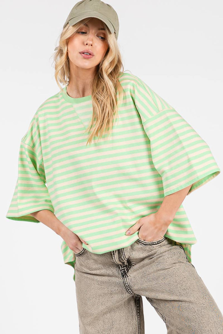 Striped Mint Oversized Top