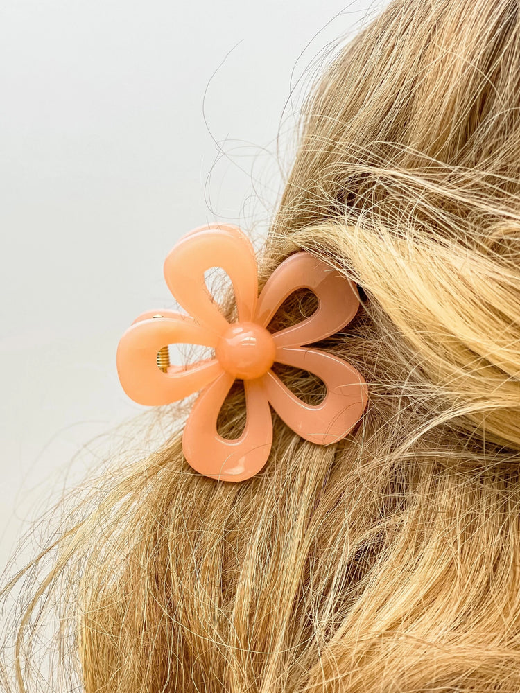 Acrylic Open Flower Hair Clip Peach ONE LEFT