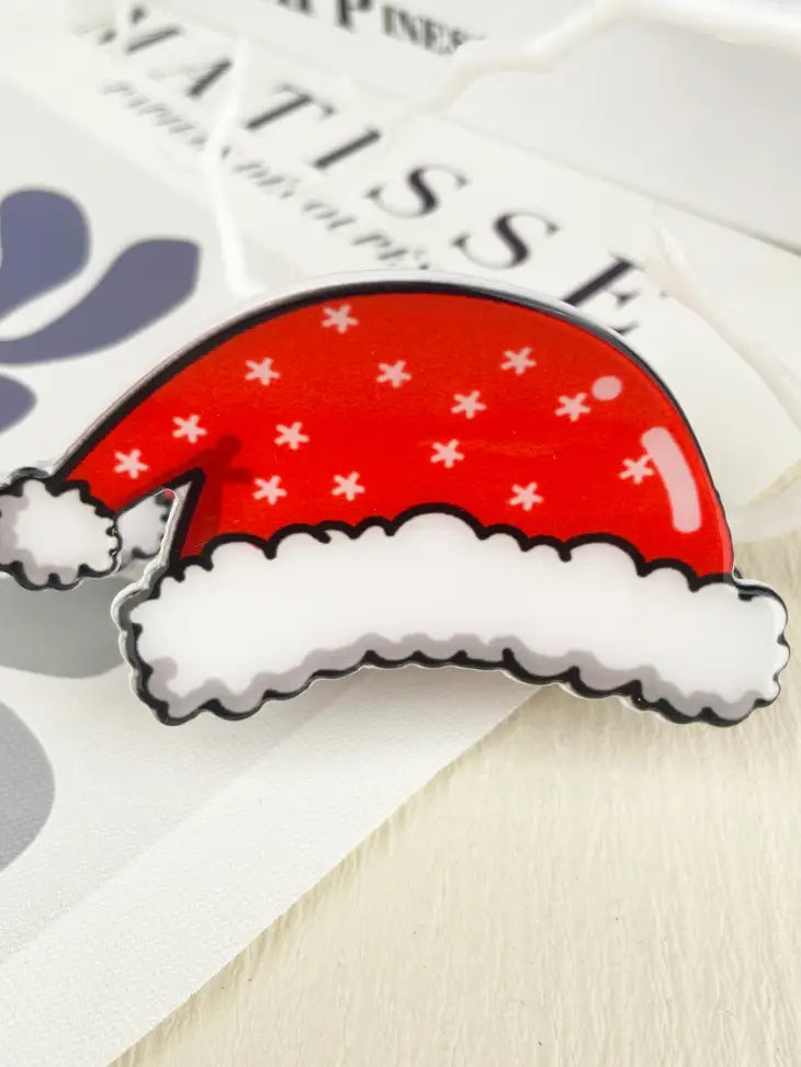 Santa Hair Claw Clip-Santa Hat