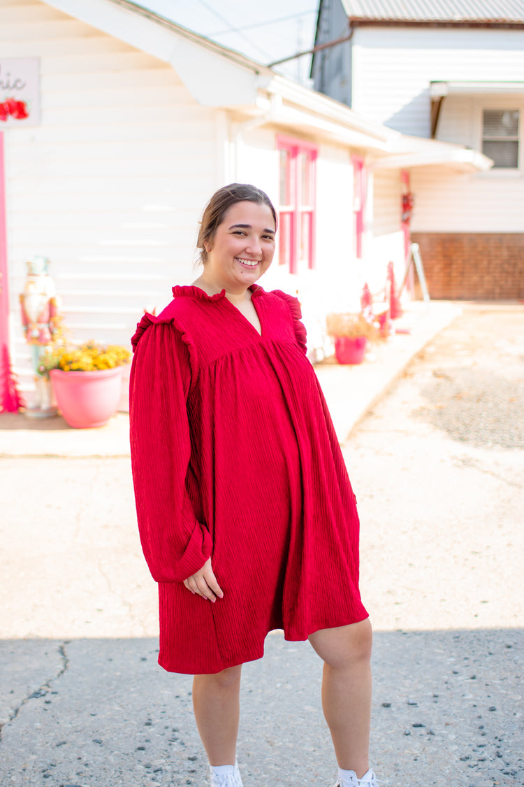 Ruffled Loose Fit Mini Dress