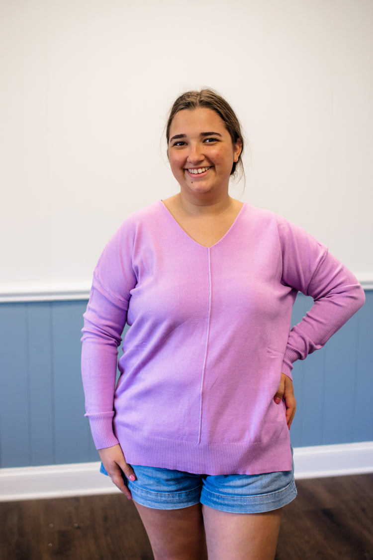 Viscose Front Seam Sweater/Lavender