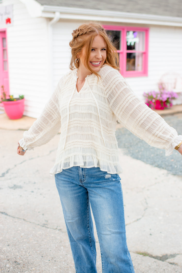 Eyes Closed Pleated Blouse
