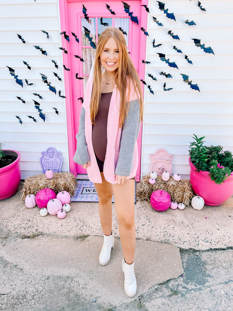 Chilly Nights Cardigan Blush/Grey