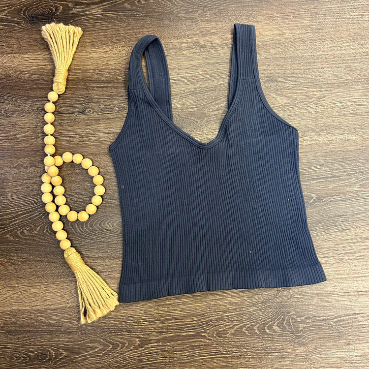 Out of Mind Tank Crop Top Charcoal