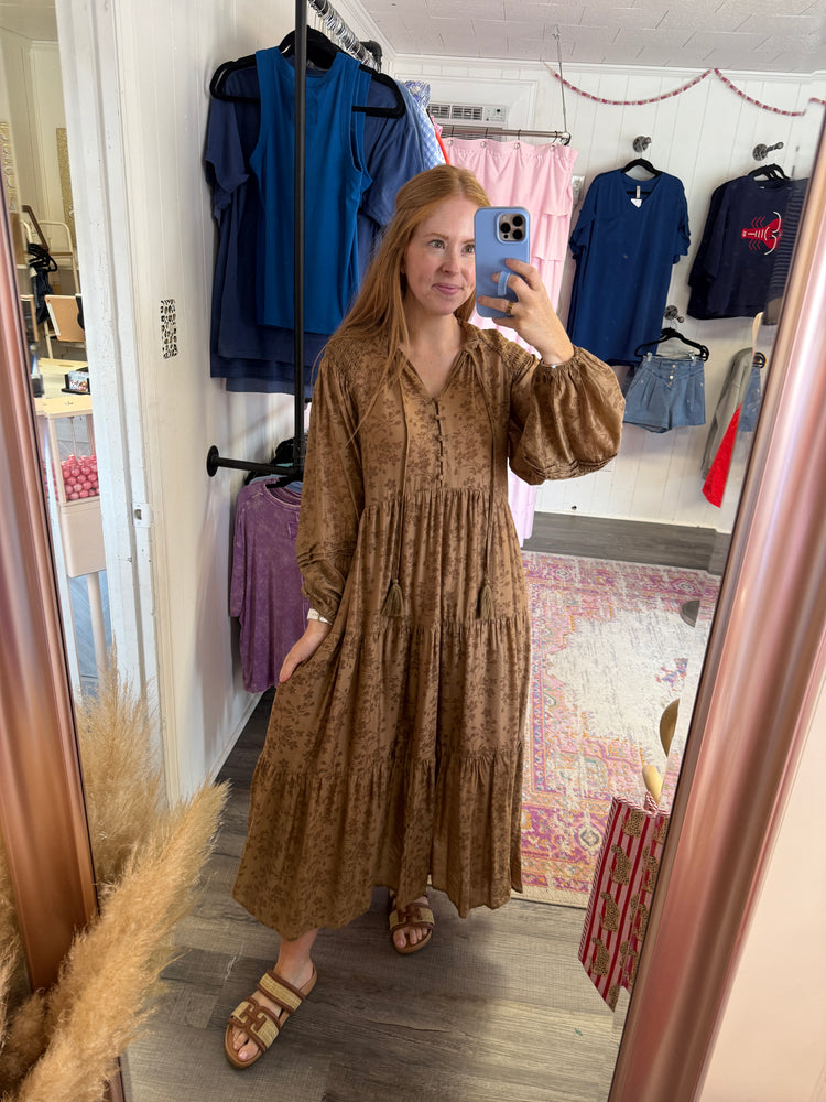 Golden Floral Dress ONE SMALL LEFT