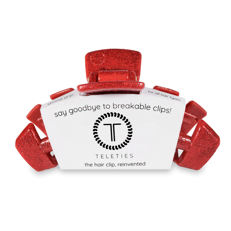Classic Red Glitter Large Hair Clip Teleties
