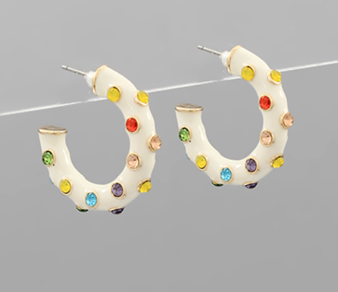 Crystal Studded Hoops