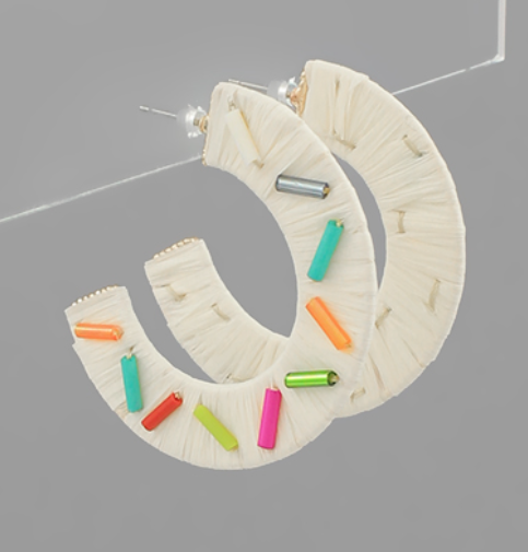 Wrapped Color Raffia Hoops
