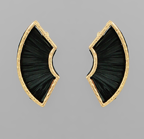Layered Fan Shape Raffia Earrings