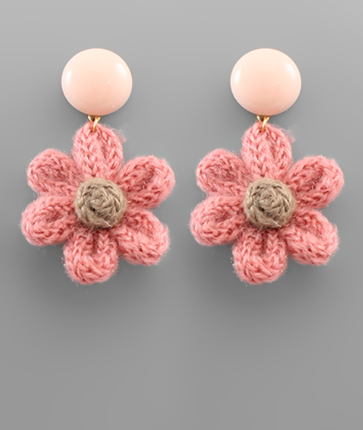Knit Flower Earrings