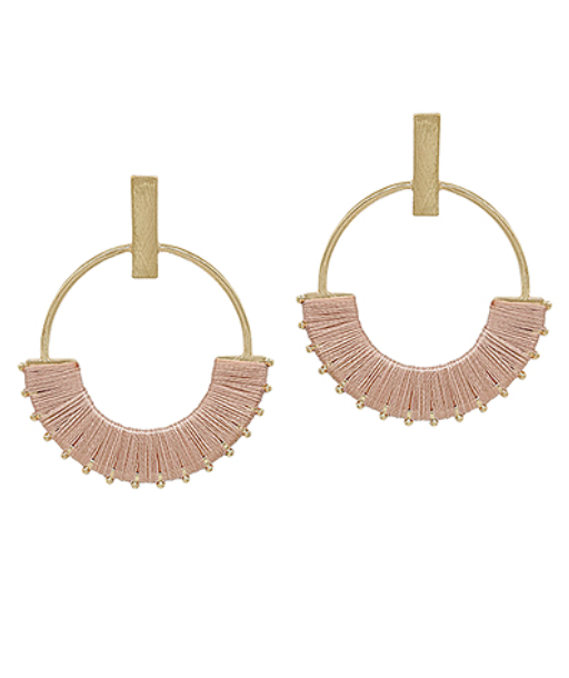 Thread Circle Bar Earrings