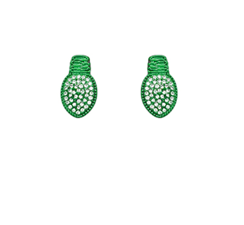 Christmas Light Bulb Earrings-Green