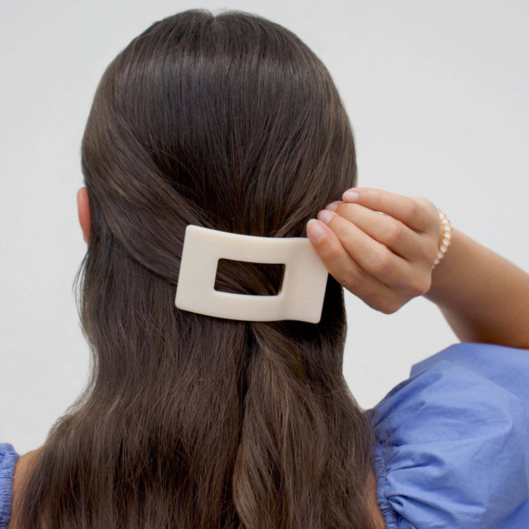 Teleties Small Flat Rectangle Hair Clip Almond Beige