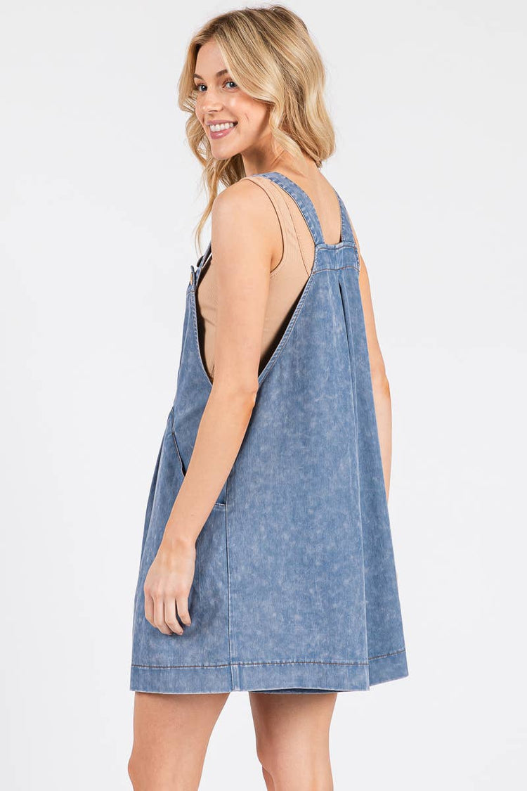 Denim Mineral Washed Overall Romper