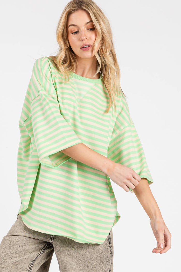 Striped Mint Oversized Top