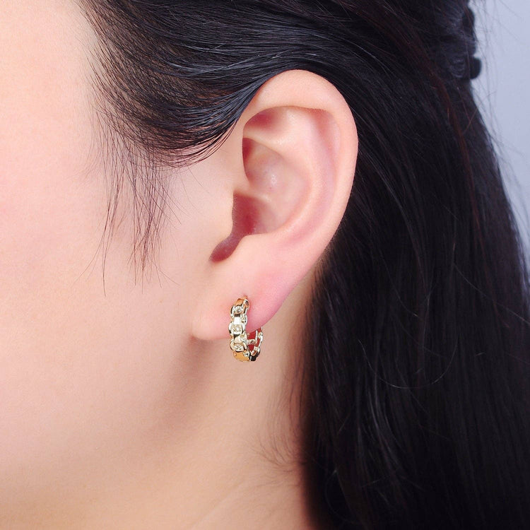 Braided Rolo Chain Link Huggie Hoop Earrings ONE LEFT