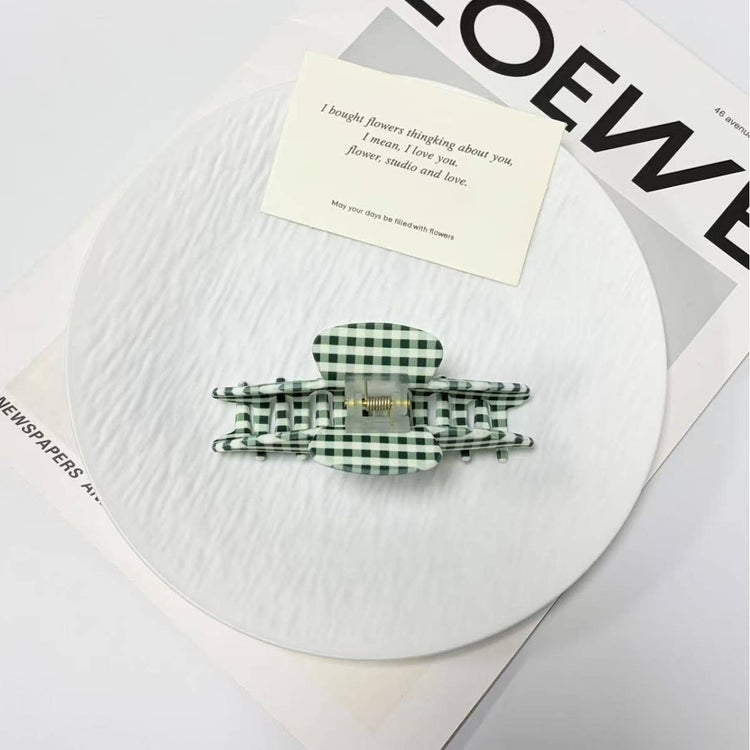 Green & White Gingham Hair Clip PRE-ORDER